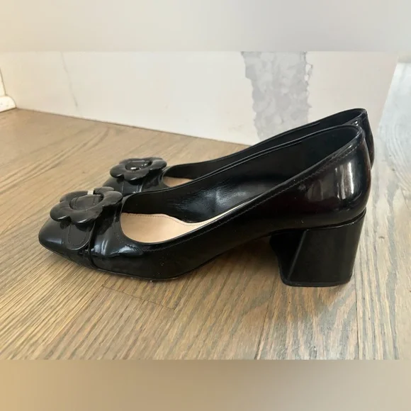 Prada black patent leather flower mod block heels size 36 women’s 6 - Picture 11 of 11